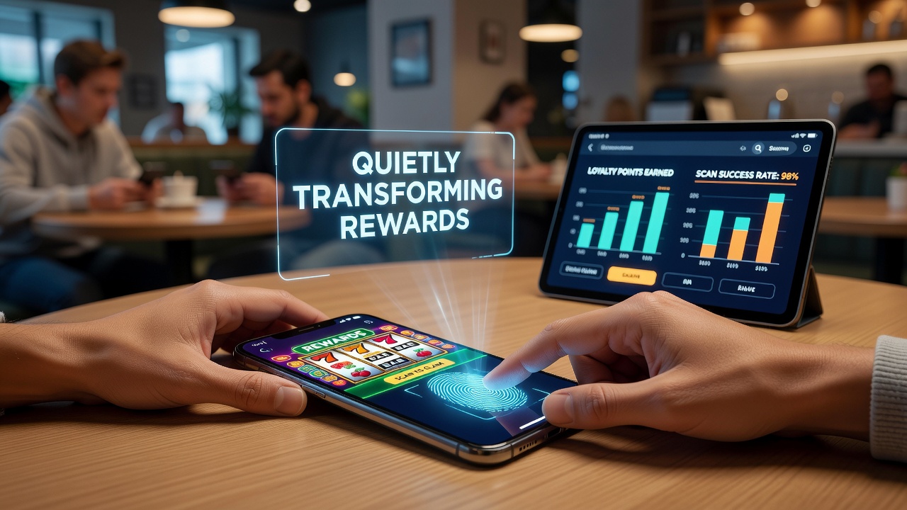Mobile App-Oberfläche zeigt Fingerabdruck-Scan und Belohnungsübersicht für Pokie-Spieler